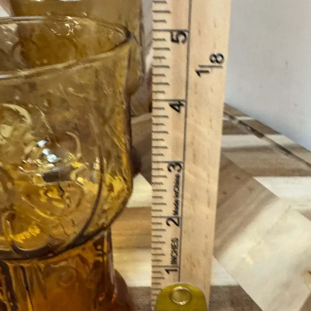 Vintage Libbey Country Garden Amber Daisy Pattern Water Goblets, Set of 4